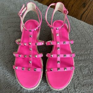 Marc fisher hot pink studded platform wedges!